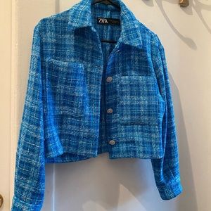ZARA cropped textured weave over shirt/ jacket
